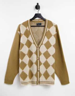 ASOS DESIGN – Brązowy dzianinowy kardigan w romby