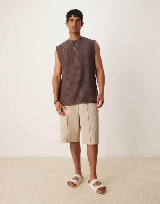 ASOS DESIGN – Brązowy, fakturowany top oversize bez rękawów, 2 z 4