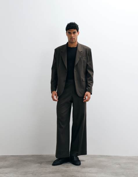 ASOS DESIGN – Brązowy garnitur o luźnym kroju w delikatne paski - view 1