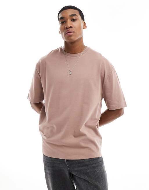 ASOS DESIGN – Brązowy gruby T-shirt oversize 