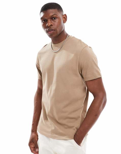 ASOS DESIGN heavyweight t-shirt with crew neck in brown 