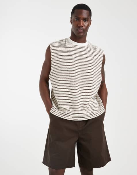 ASOS DESIGN – Brązowy gruby top bez rękawów oversize o pudełkowym kroju z teksturowanego materiału - view 1