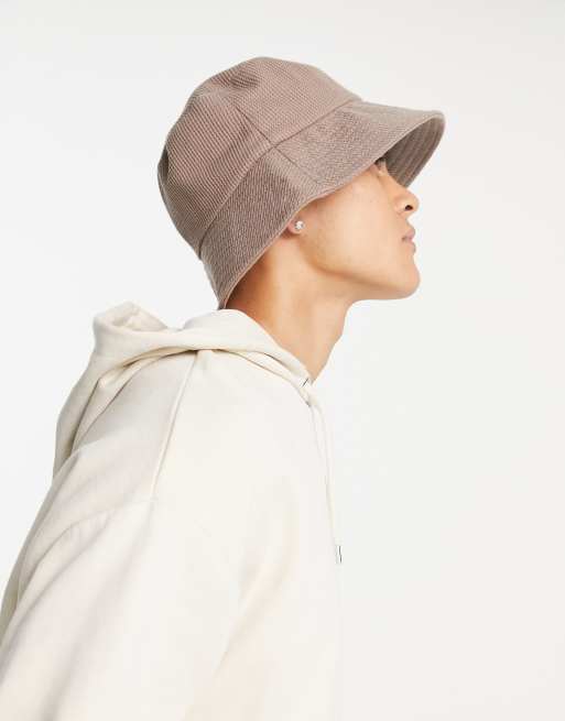 ASOS DESIGN – Brązowy kapelusz typu bucket z szerokim rondem, o waflowej fakturze