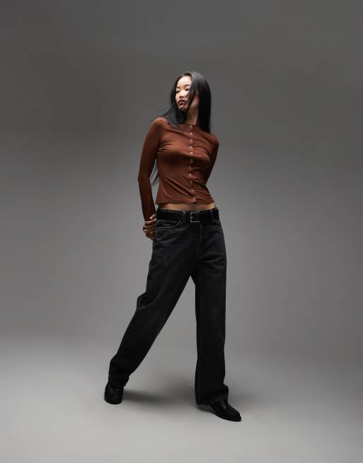 ASOS DESIGN – Brązowy kardigan z zatrzaskami , 2 z 4