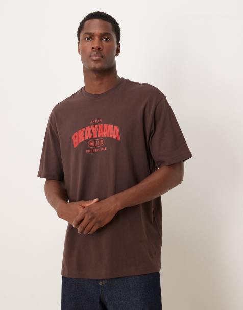 ASOS DESIGN relaxed t-shirt with city print in brown
