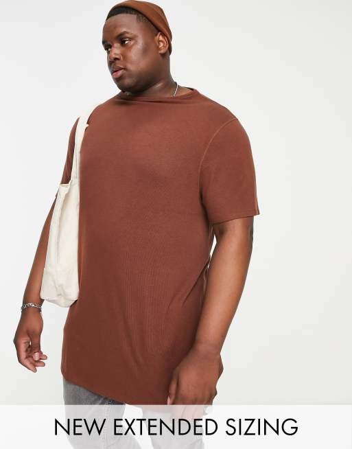 ASOS DESIGN – Brązowy luźny T-shirt ze szczotkowanego materiału