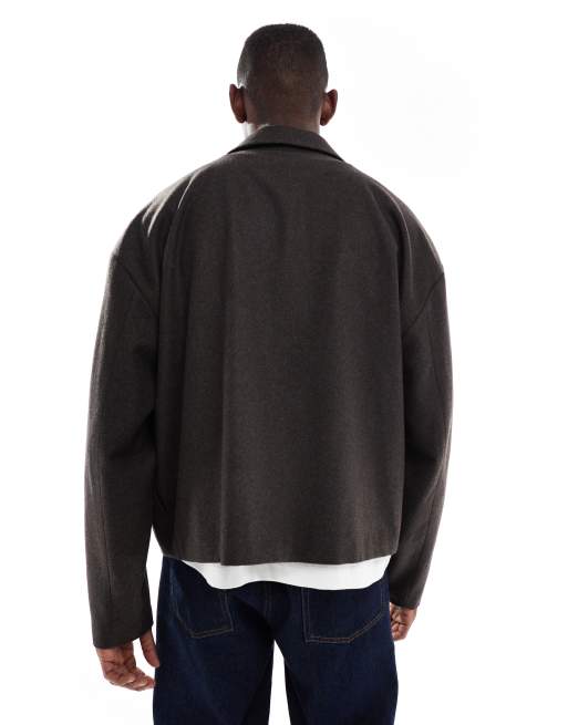ASOS DESIGN – Brązowy płaszcz o wełnianym wyglądzie, 3 z 5