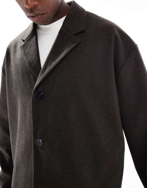 ASOS DESIGN – Brązowy płaszcz o wełnianym wyglądzie, 5 z 5
