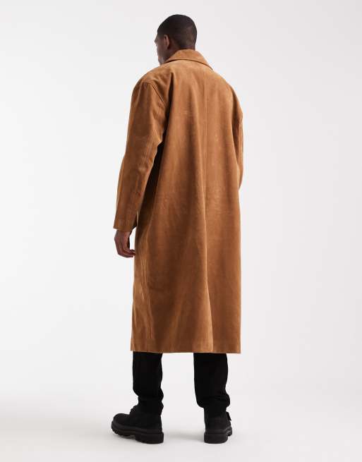 ASOS DESIGN – Brązowy płaszcz z imitacji zamszu , 3 z 5
