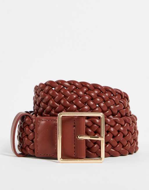 ASOS DESIGN – Brązowy, pleciony pasek w stylu lat 70.
