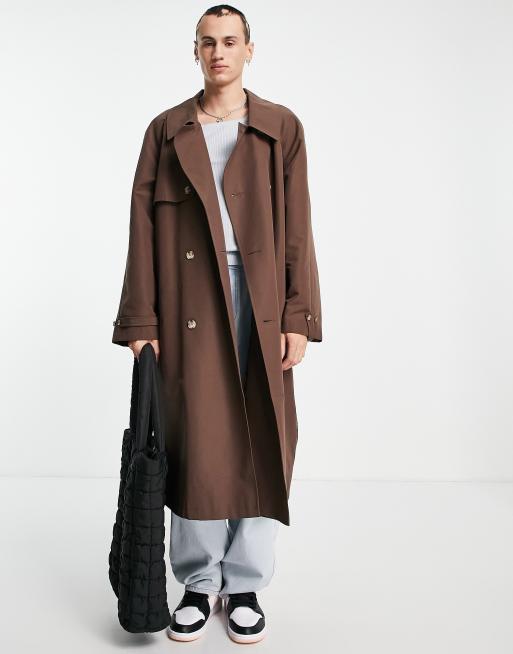 ASOS DESIGN – Brązowy prochowiec extreme oversize