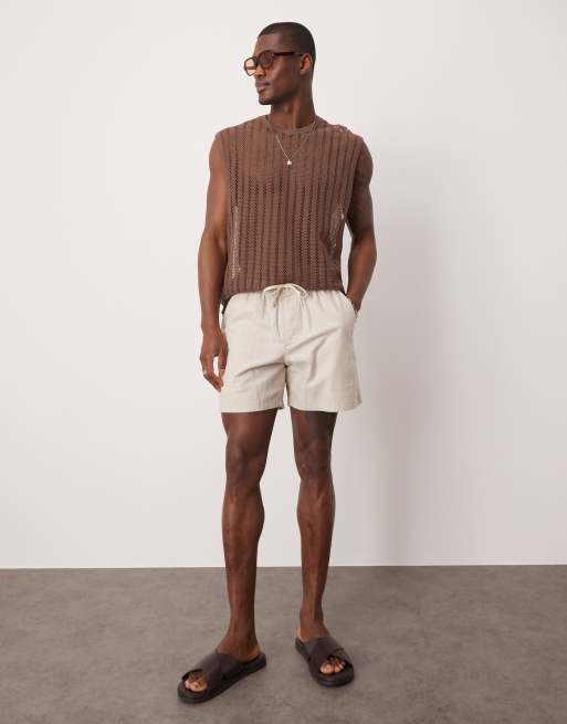 ASOS DESIGN – Brązowy szydełkowany podkoszulek oversize o pudełkowym kroju , 4 z 4