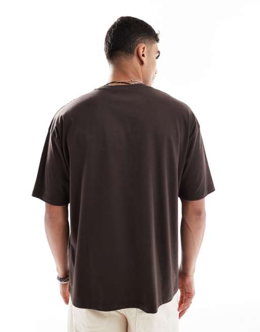 ASOS DESIGN – Brązowy T-shirt oversize z grafiką z drinkiem, 4 z 4