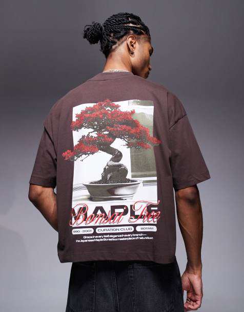 ASOS DESIGN oversized t-shirt with maple tree graphic in brown
