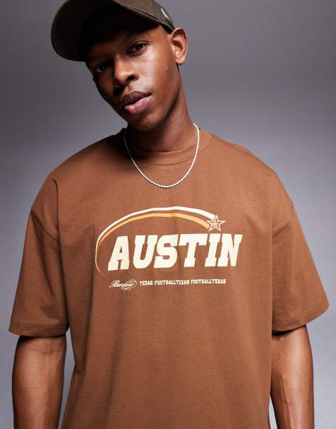 ASOS DESIGN oversized t-shirt with city graphic in brown