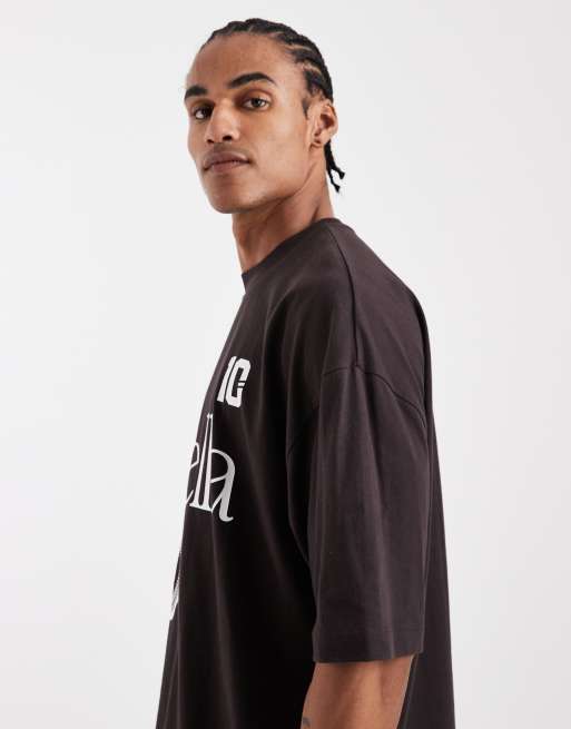 ASOS DESIGN – Brązowy T-shirt oversize z nadrukiem z pomarańczami z przodu, 4 z 5