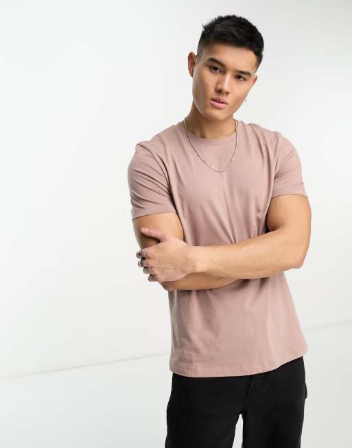 ASOS DESIGN – Brązowy t-shirt z okrągłym dekoltem