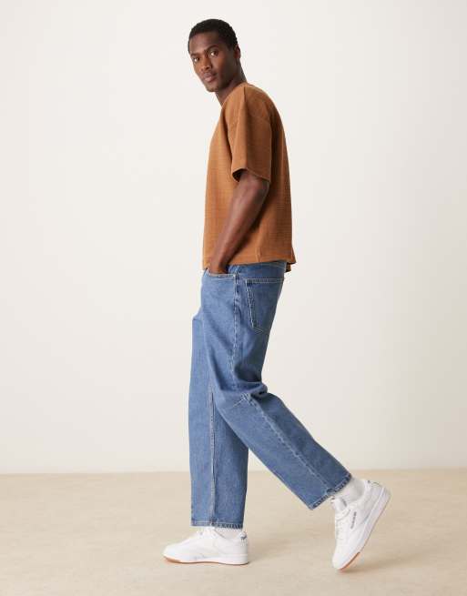ASOS DESIGN – Brązowy teksturowany T-shirt oversize o pudełkowym kroju