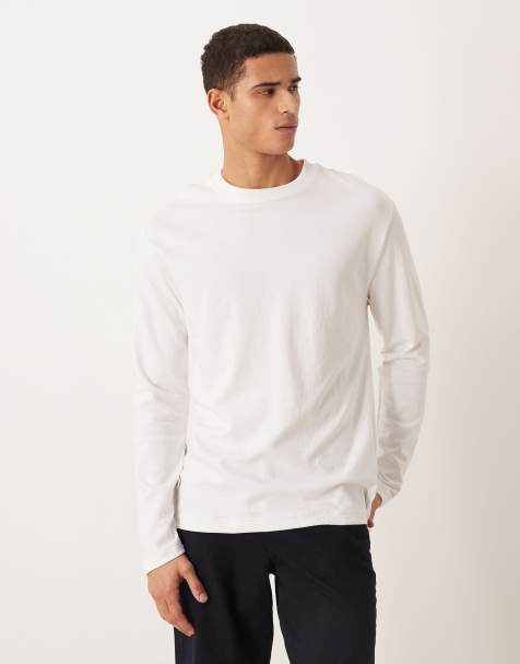 ASOS DESIGN breatheMAX™ heavyweight relaxed long sleeve t-shirt in white cotton blend