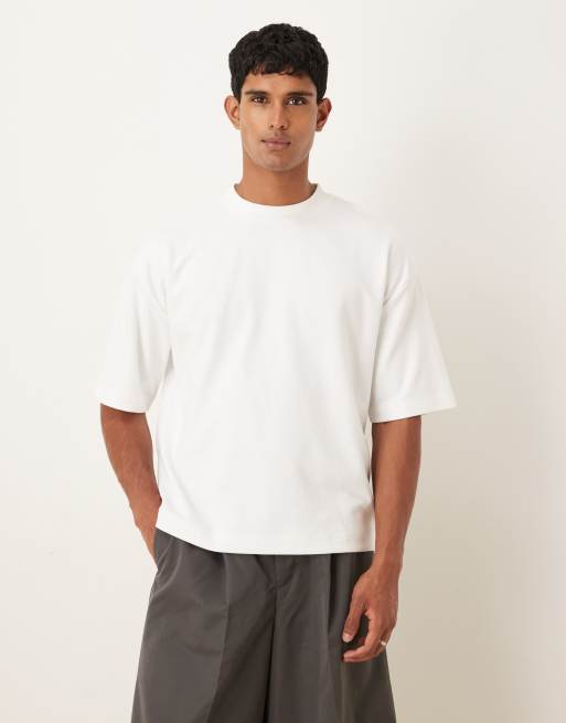 ASOS DESIGN – breatheMAX™ – Biały gruby T-shirt o pudełkowym kroju oversize z mieszanki bawełny