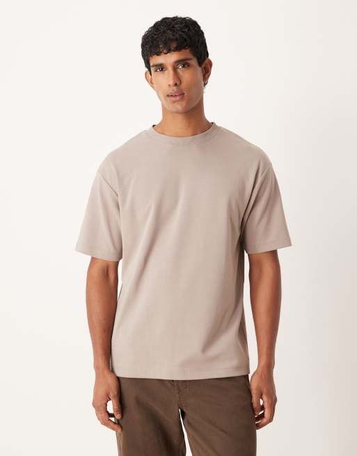 ASOS DESIGN – BreatheMAX™ – Brązowy gruby T-shirt o luźnym kroju z mieszanki bawełny 