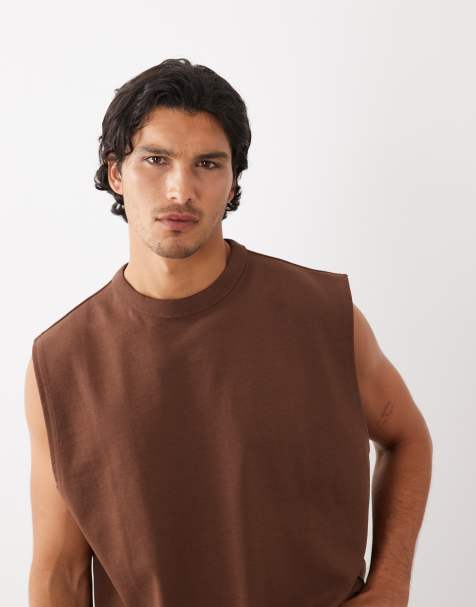 ASOS DESIGN - breatheMAX™ - Brun oversized tanktop i kraftig bomuldsblanding - view 1