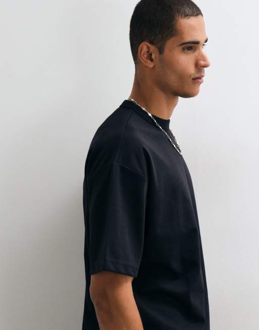 ASOS DESIGN breatheMAX™ camiseta boxy extragrande de algodón en negro, 3 de 5