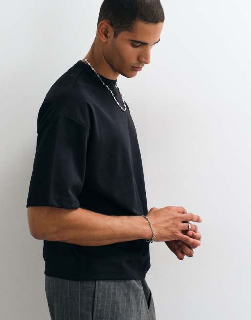 ASOS DESIGN breatheMAX™ camiseta boxy extragrande de algodón en negro, 5 de 5