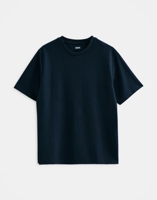 ASOS DESIGN breatheMAX™ camiseta de corte estándar en mezcla de algodón azul marino, 8 de 9