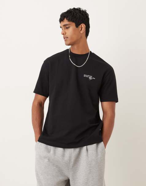 ASOS DESIGN – BreatheMAX™ – Czarny gruby luźny T-shirt z napisem - view 1