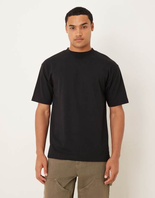ASOS DESIGN – BreatheMAX™ – Czarny gruby T-shirt o luźnym kroju z mieszanki bawełny