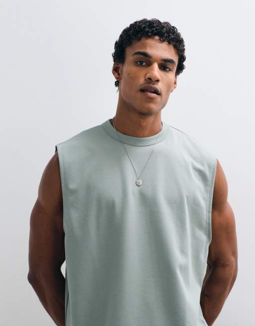 ASOS DESIGN - breatheMAX™ - Grå oversized tanktop i kraftig bomuldsblanding , 4 af 5