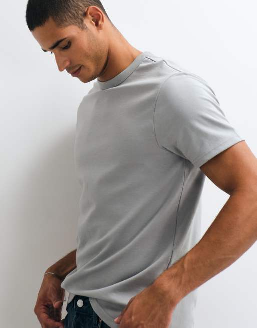 ASOS DESIGN – breatheMAX™ – Grå t-shirt i kraftig bomullsmix med rund halsringning, 4 av 5