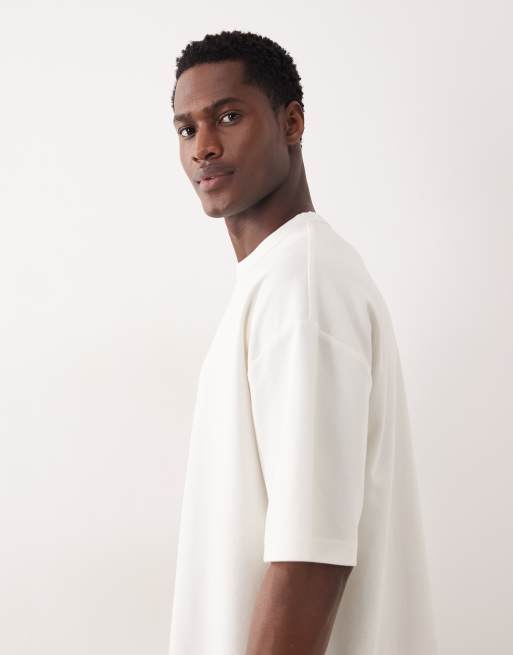 ASOS DESIGN – breatheMAX™ – Gräddvit, kraftig t-shirt i oversize och bomullsmix med boxig passform , 4 av 5