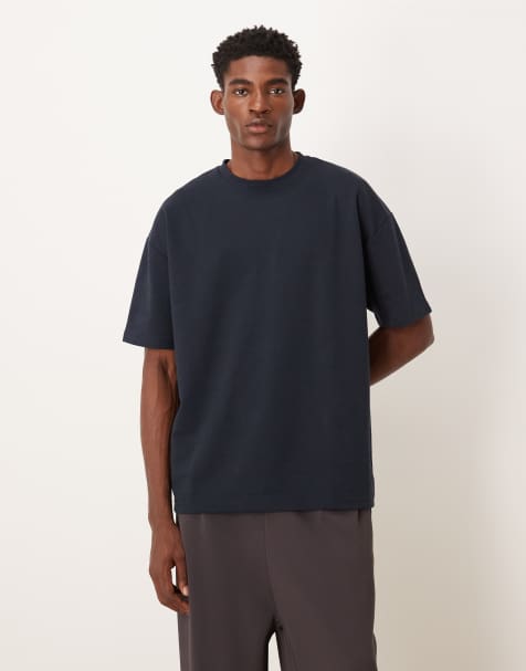 ASOS DESIGN breatheMAX™ heavyweight oversized t-shirt in navy cotton blend
