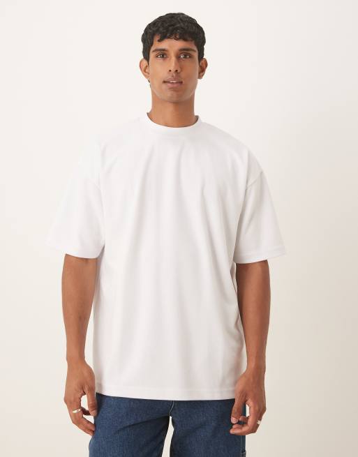 ASOS DESIGN – BreatheMAX™ – Gruby biały T-shirt oversize z mieszanki bawełny