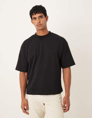 ASOS DESIGN – BreatheMAX™ – Gruby czarny T-shirt oversize o