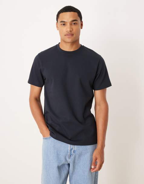 ASOS DESIGN – BreatheMAX™ – Gruby granatowy T-shirt z okrągłym dekoltem z mieszanki bawełnianej - view 1