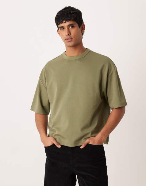 ASOS DESIGN – breatheMAX™ – Gruby T-shirt o pudełkowym kroju oversize z mieszanki bawełny w kolorze khaki - view 1