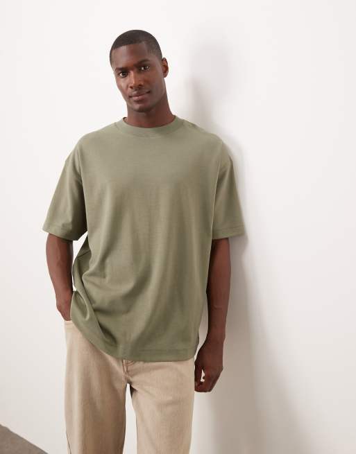 ASOS DESIGN – BreatheMAX™ – Gruby T-shirt oversize w kolorze khaki