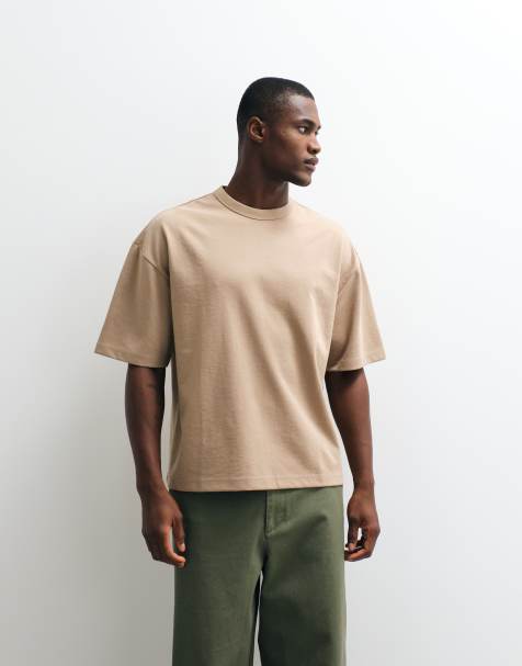 ASOS DESIGN breatheMAX™ heavyweight boxy oversized t-shirt in beige cotton blend - view 1
