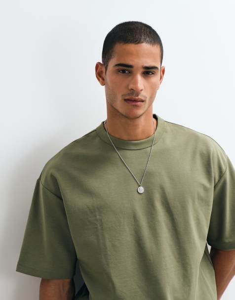 ASOS DESIGN breatheMAX™ heavyweight cotton blend boxy oversized T-shirt in khaki - view 1