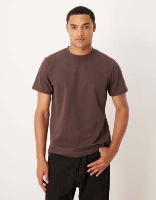 Asos Design Breathemax™ Heavyweight Crew Neck T-shirt In Brown