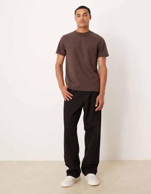 ASOS DESIGN breatheMAX™ heavyweight crew neck t-shirt in brown cotton blend