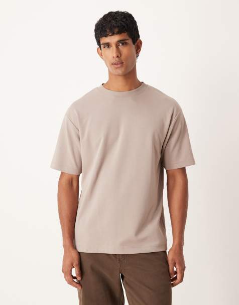ASOS DESIGN breatheMAX™ heavyweight crew neck t-shirt in brown cotton blend - view 1