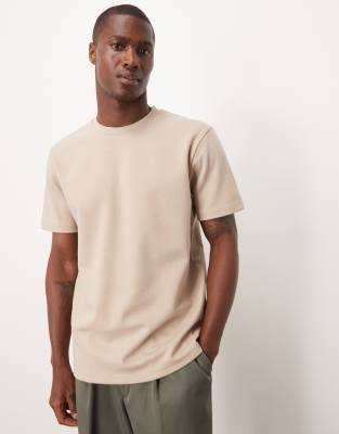 ASOS DESIGN breatheMAX heavyweight crew neck t-shirt in stone - view 1