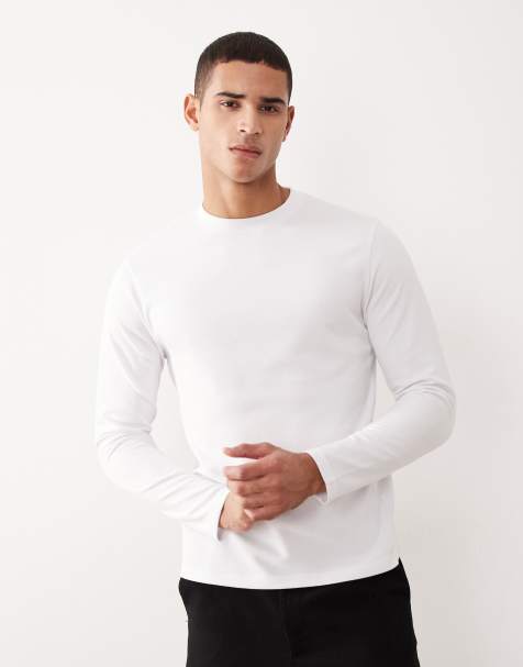 ASOS DESIGN breatheMAX™ heavyweight long sleeve t-shirt in white cotton blend - view 1
