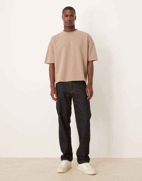 ASOS DESIGN breatheMAX™ heavyweight oversized boxy dropped shoulder t-shirt in stone - view 1