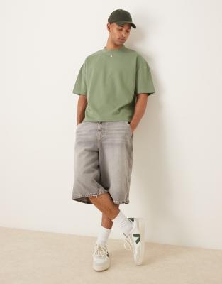 Asos Design Breathemax™ Heavyweight Oversized Boxy Dropped Shoulders T-shirt In Green