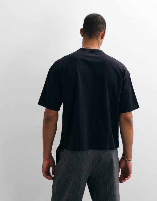 ASOS DESIGN breatheMAX™ heavyweight oversized boxy t-shirt in black cotton blend   , 4 of 5